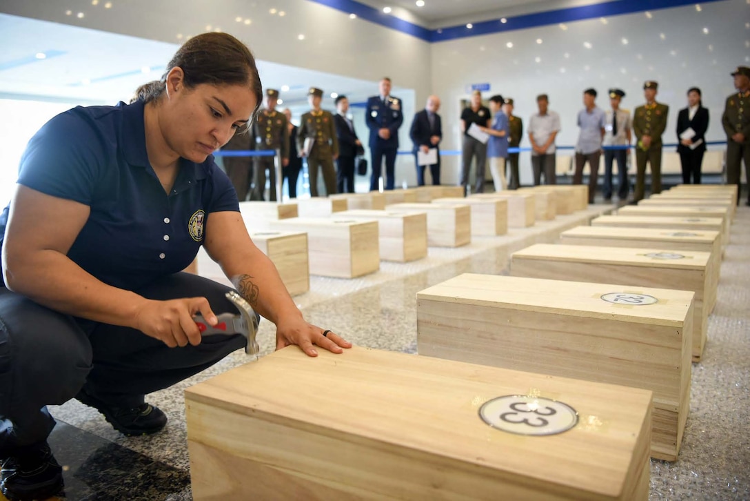 INSIDE ACCESS: Several members of the Defense POW / MIA Accounting Agency accompanied the United Nations Command crew to Wonsan, North Korea, Friday to retrieve 55 cases of remains. The team of anthropologists conducted a preliminary forensic inspection at Wonsan, and have begun the field forensic review at Osan Air Base.