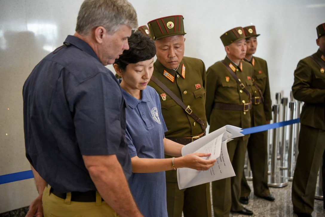 INSIDE ACCESS: Several members of the Defense POW / MIA Accounting Agency accompanied the United Nations Command crew to Wonsan, North Korea, Friday to retrieve 55 cases of remains. The team of anthropologists conducted a preliminary forensic inspection at Wonsan, and have begun the field forensic review at Osan Air Base.