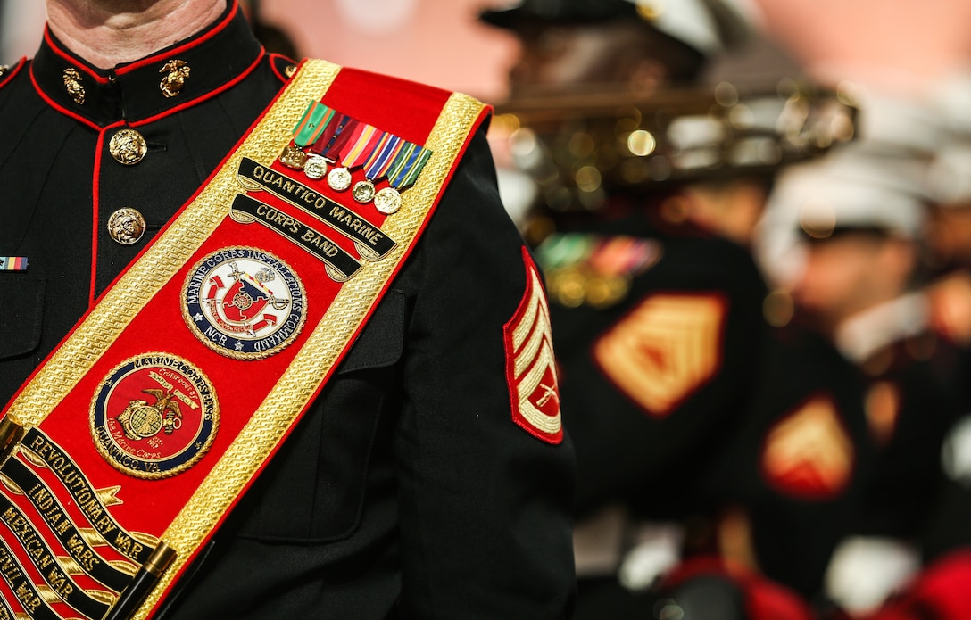 U.S. Marines with the Marine Corps Base Quantico band perform during the 2018 Hamina Tattoo at Hamina, Finland, Aug. 1, 2018. The Tattoo showcases over 1,000 performers from eight different nations, celebrating military and musical heritage from all over the world.