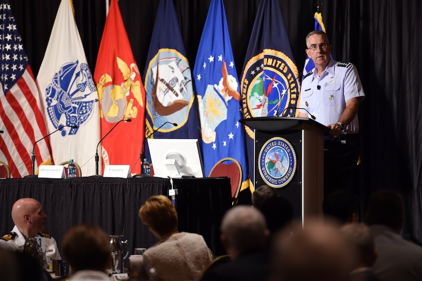 Air Force general speaks at conference.