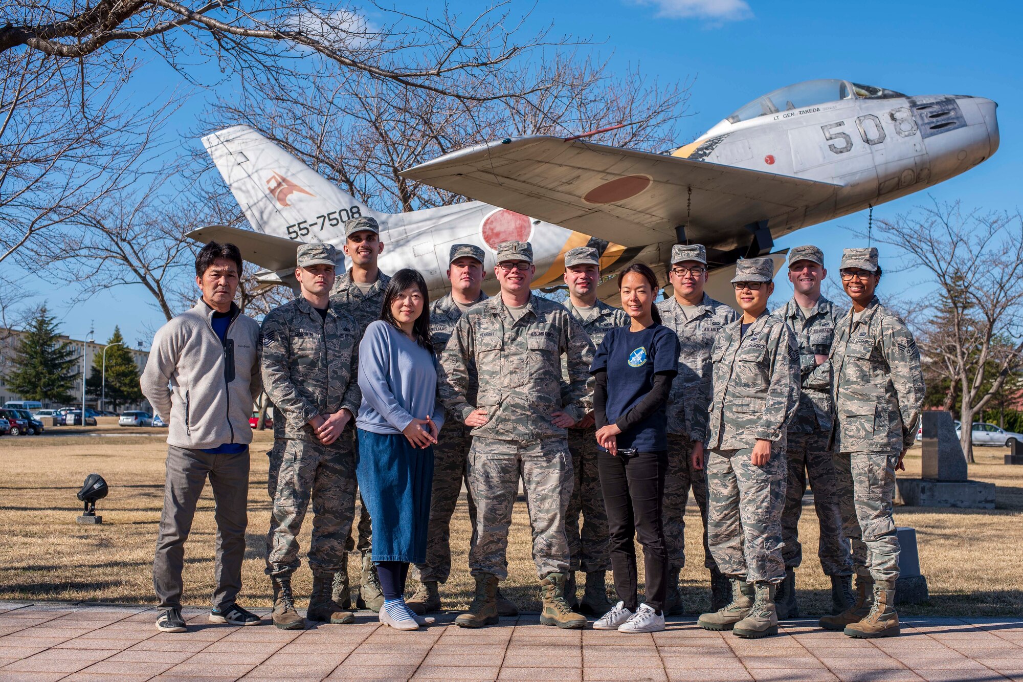 Members of the 35th Comptroller Squadron pose for a photo at Misawa Air Base, Japan, March 30, 2018. The squadron received the Pacific Air Force level Maj. Alfred K. Flowers Comptroller Organization of the Year award and the Financial Operations Flight won the Air Force level Financial Services Office of the Year award which recognizes financial managers who set themselves apart by demonstrating exemplary performance and service excellence for the Air Force. (U.S. Air Force photo by Airman 1st Class Collette Brooks)