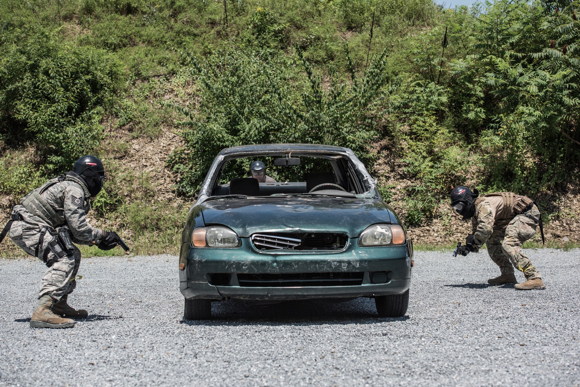 193rd Special Operations Security Forces Squadron  conduct a force-on-force drill during armed vehicle defense training.