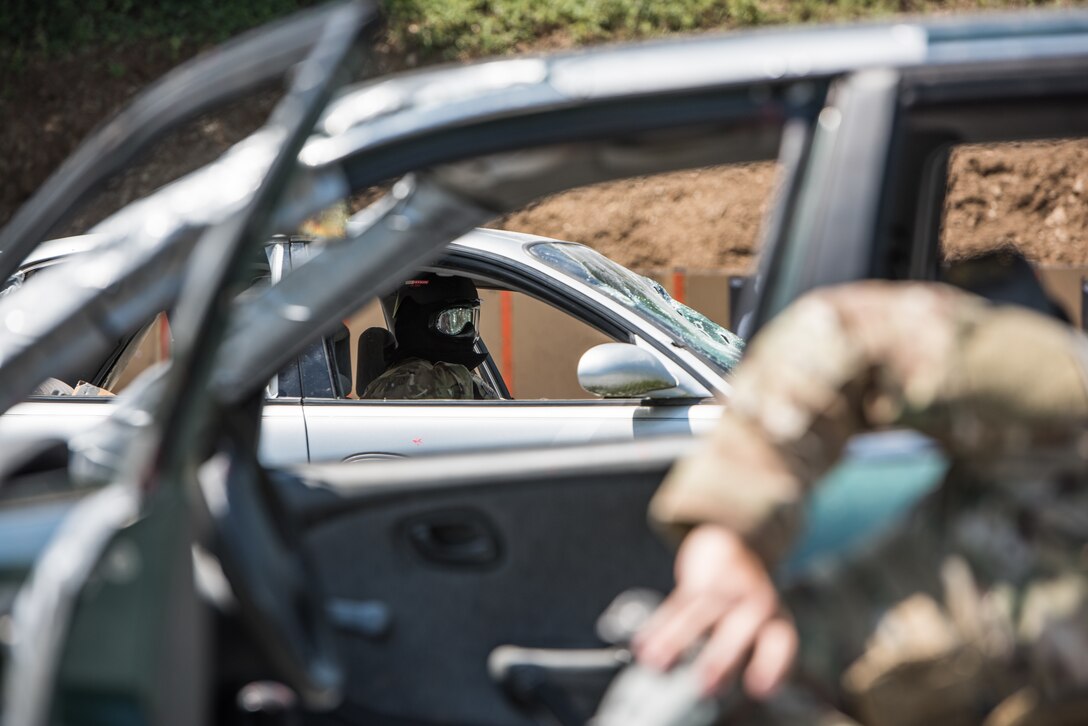 193rd Special Operations Security Forces Squadron  conduct a force-on-force drill during armed vehicle defense training.