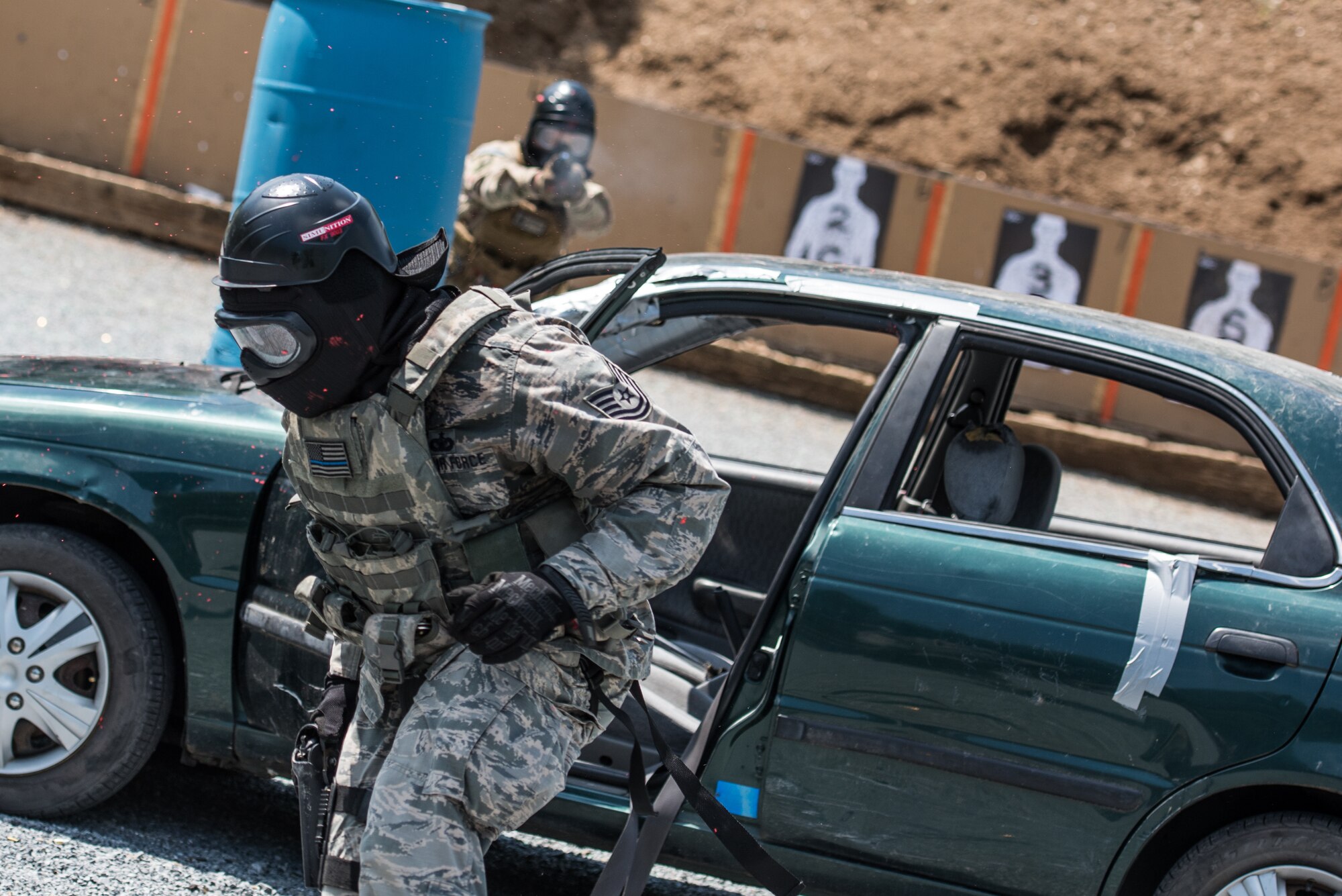 193rd Special Operations Security Forces Squadron  conduct a force-on-force drill during armed vehicle defense training.