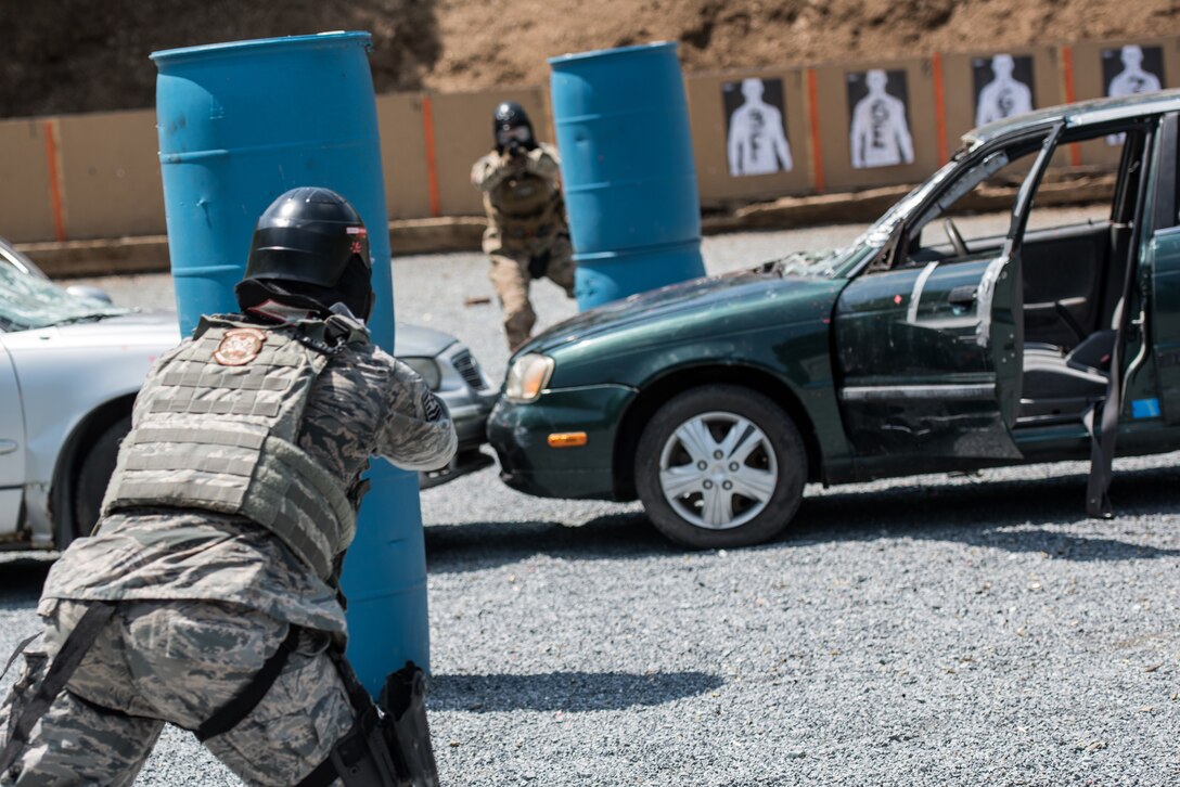 193rd Special Operations Security Forces Squadron  conduct a force-on-force drill during armed vehicle defense training.