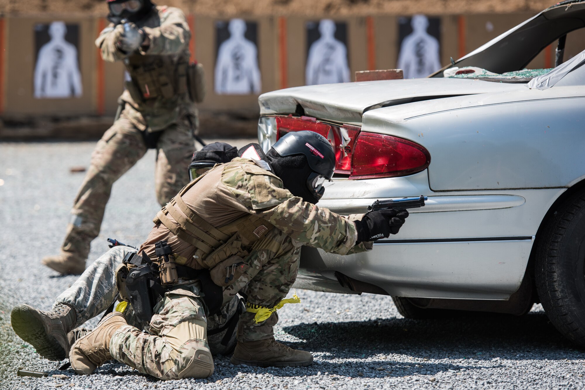 193rd Special Operations Security Forces Squadron  conduct a force-on-force drill during armed vehicle defense training.