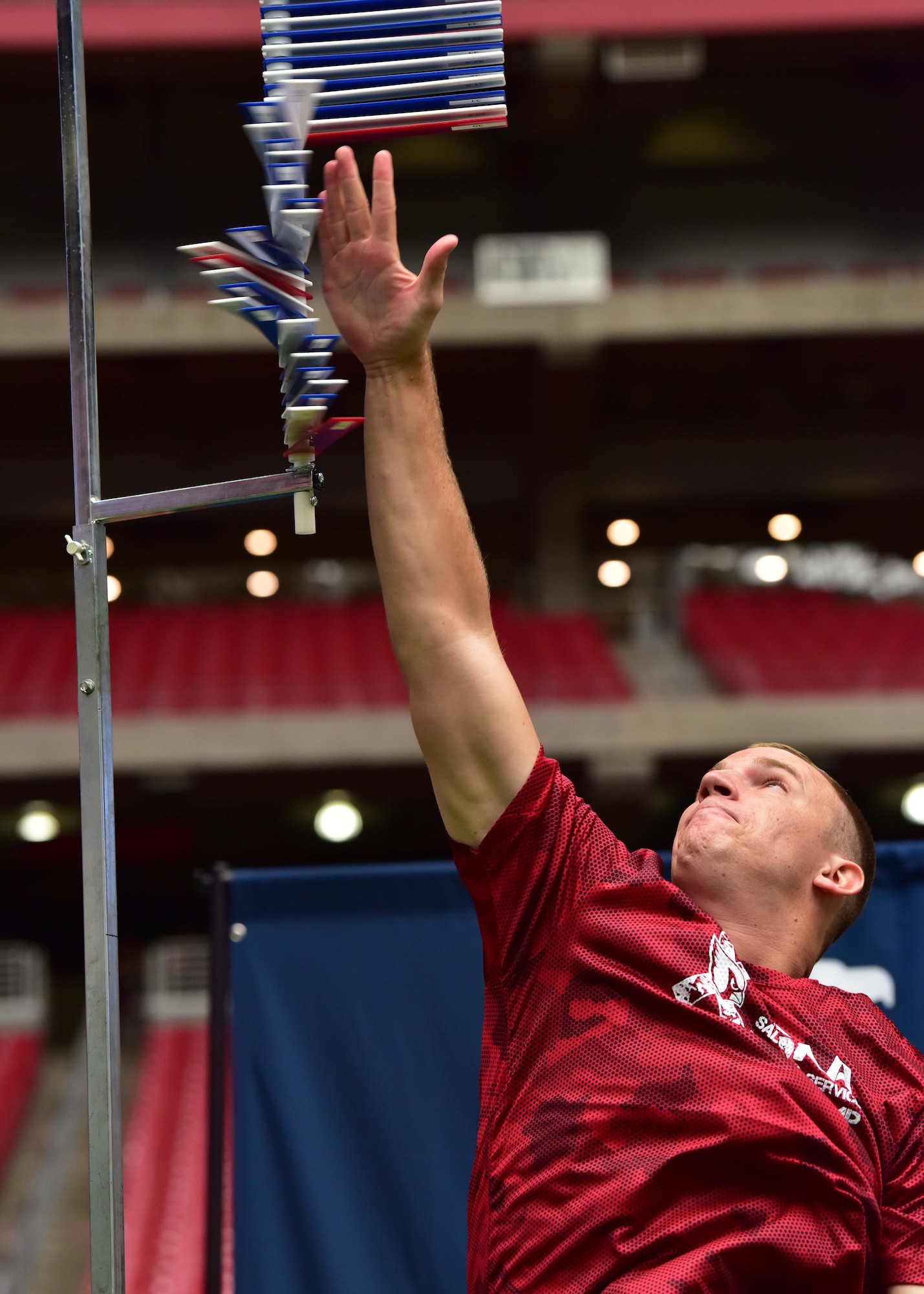 Service members from Luke Air Force Base participate in the 2018 Arizona Cardinals National Football League Boot-Camp experience at the University of Phoenix Stadium Aug 3.