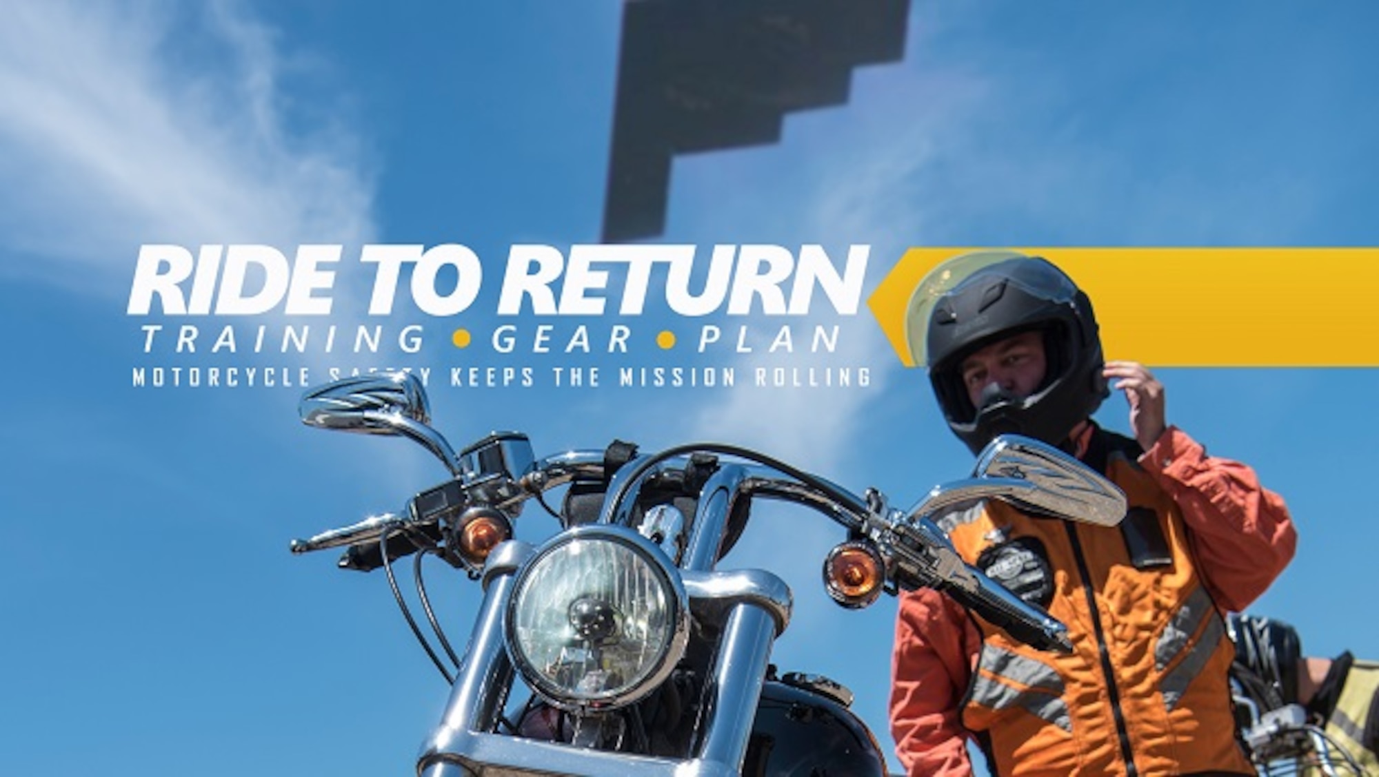 Riding to return is about the right training, the right gear and having a plan. Be a safe military motorcyclists and make sure to follow Air Force guidance anytime to get on two wheels. (U.S. Air Force photo illustration by Senior Airman Jovan Banks)