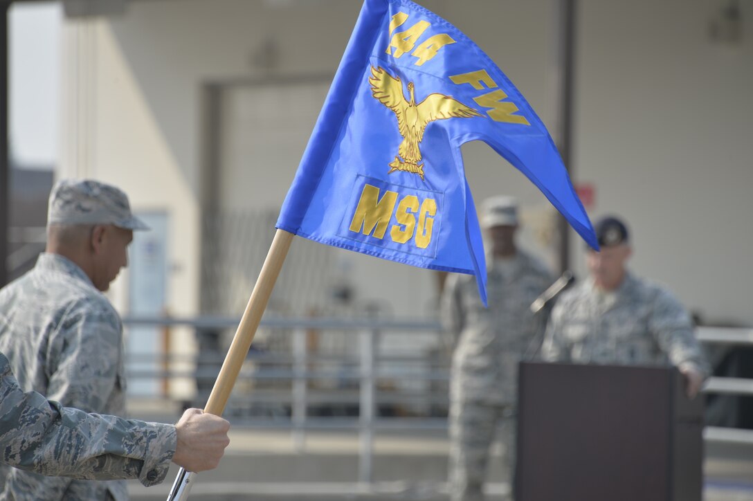 Lt. Col. Dave Johnston assumes command of the 144th Mission Support Group, Aug. 4, 2018.