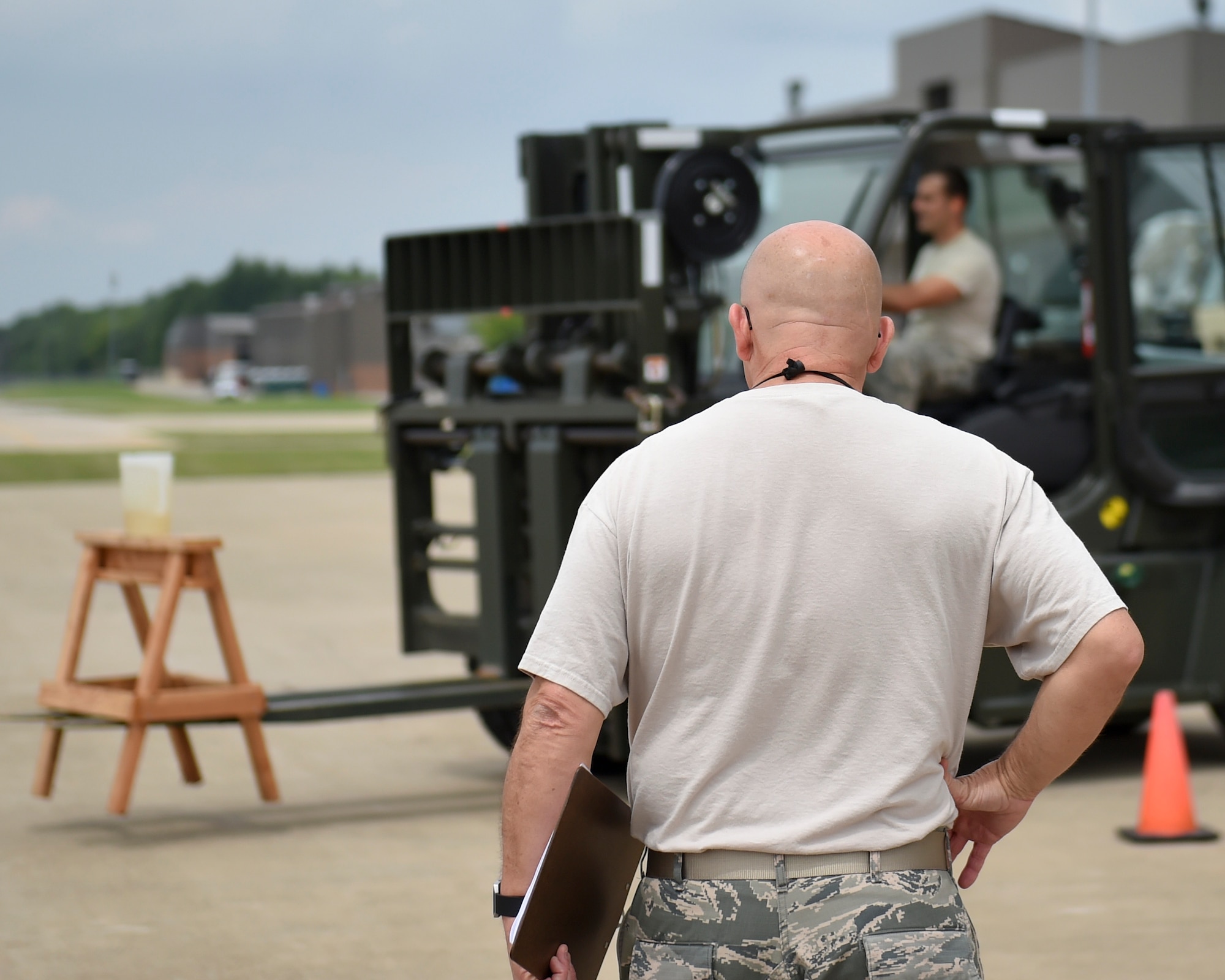 The 76th Aerial Port Squadron holds the 76er competition annually as a fun way to train. The competition consists of six parts: a hundred question test, a pallet build up, a 10K forklift obstacle course, a 25K Halverson obstacle course, a team physical training course, and an Engine Running Onload/Offload without the engine running.