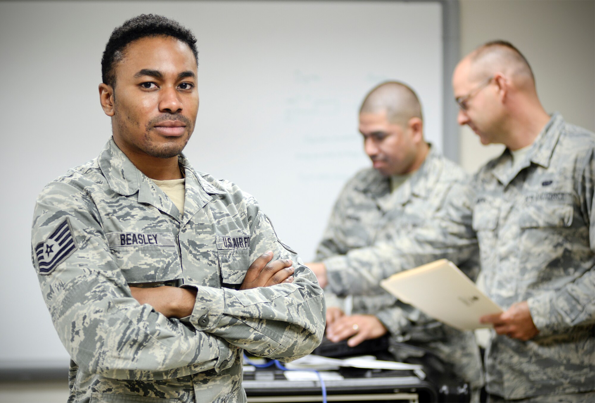 Technical Sergeant Jermaine R. Beasley was selected as the Air National Guard’s 2018 Outstanding Non-commissioned Officer of the Year. Beasley is a client systems craftsman with the 236th Combat Communications Squadron, Hammond Air National Guard Station, Louisiana. (U.S. Air National Guard photo by Staff Sgt. Rana Franklin)