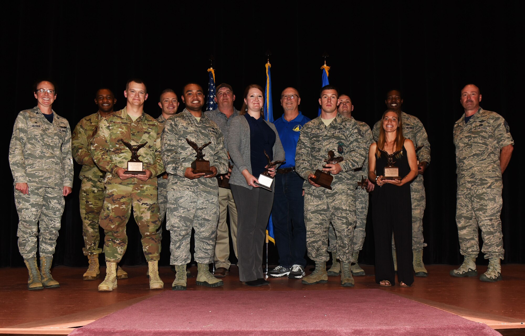 Airmen, families and friends of the 90th Missile Wing gathered, Aug. 3, at the base theater to celebrate the 2018 second quarter award winners.