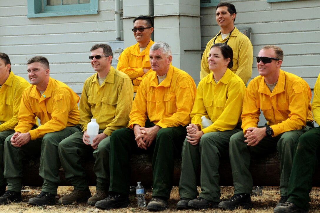 Soldiers receive safety brief before training for wildland firefighting.