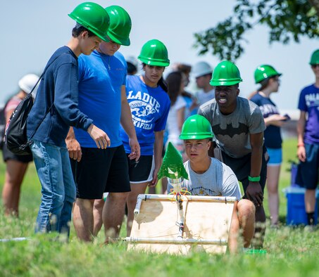 STEM campers launch a rocket at the Science, Technology, Engineering and Math Camp July 25, 2018.