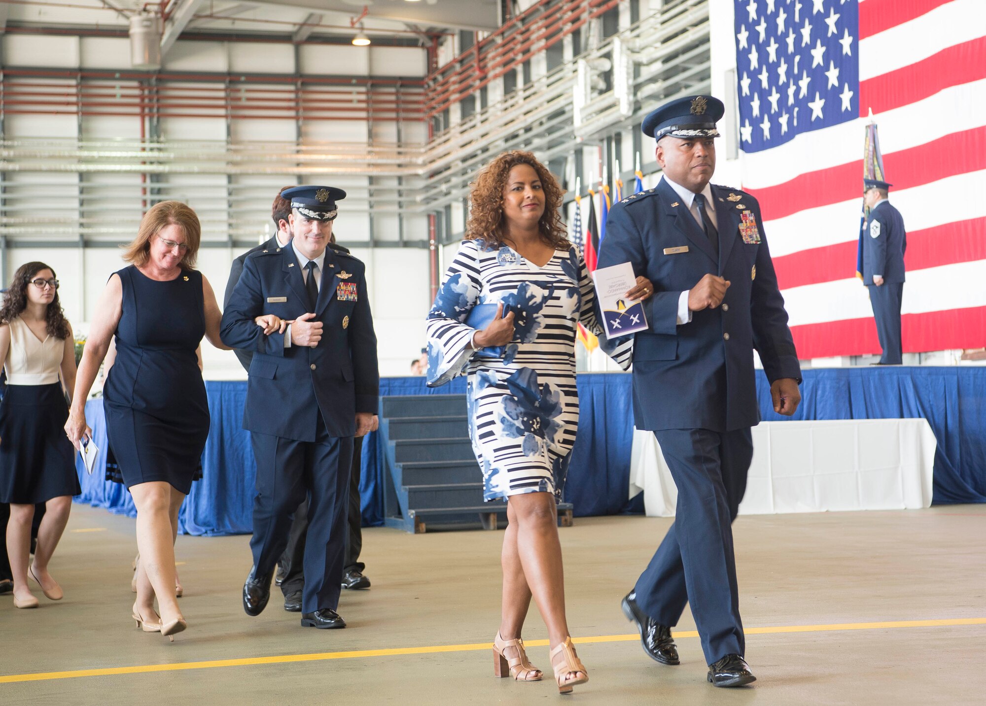 The men and women of the 86th Airlift Wing welcomed their new commander, Brig. Gen. Mark R. August, Aug. 9, 2018.