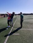High school educator Briana Allen performs the combat fitness test aboard Marine Corps Recruit Depot San Diego during the Educators Workshop this past February. The workshop is a week-long program designed to better inform high school teachers, coaches and administrators about the benefits and opportunities available in the Marine Corps. (Photo by Sgt. Michelle Reif)