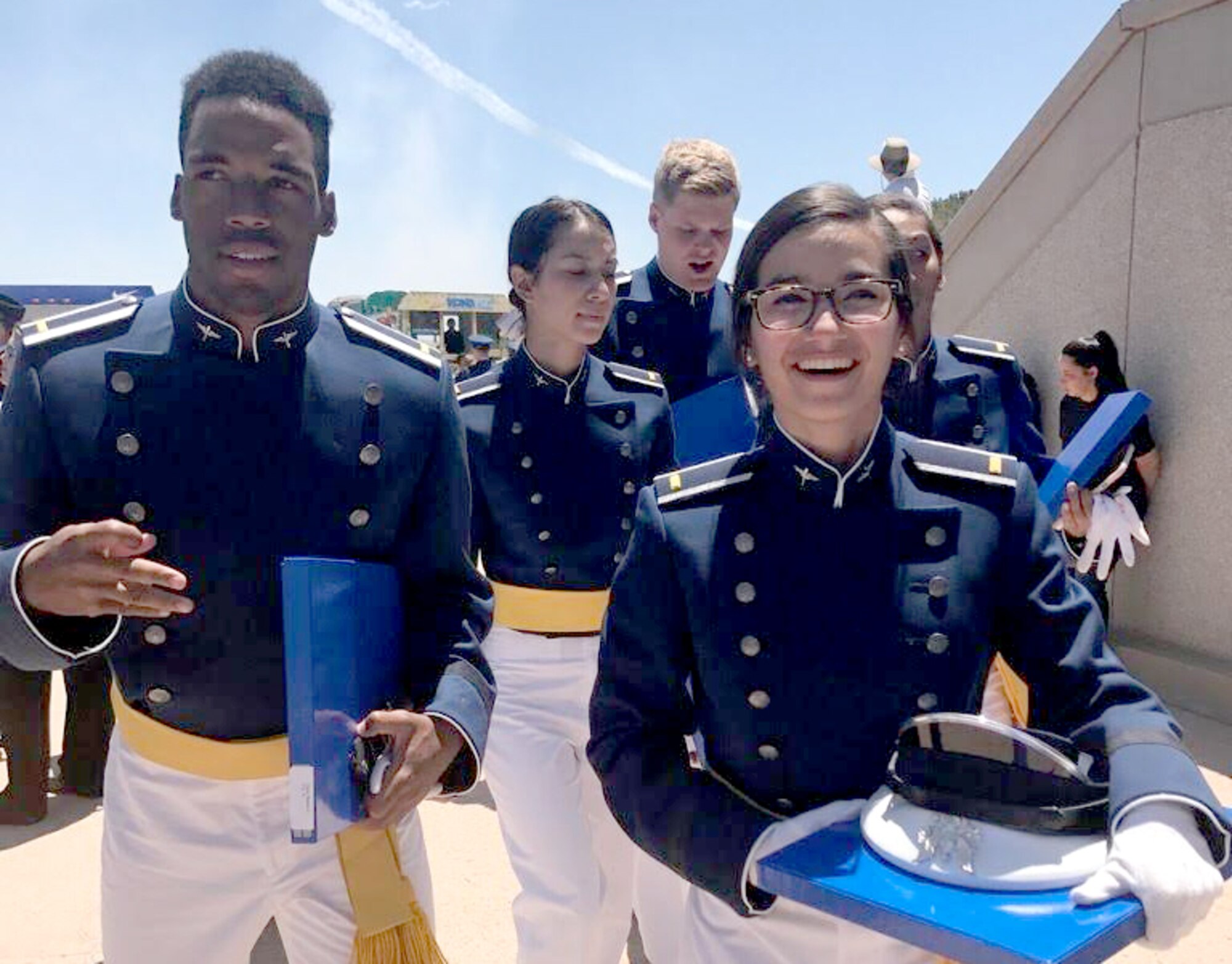 2nd Lt. Markez Davis, 72nd Force Support Squadron, and 2nd Lt. Anna Cherry, Air Force Life Cycle Management Center, met at the Air Force Academy. Davis told Cherry about the All-Air Force Sports trials camps and encouraged her to try out. Now they are both competing at All-Air Force Sports trials camps.