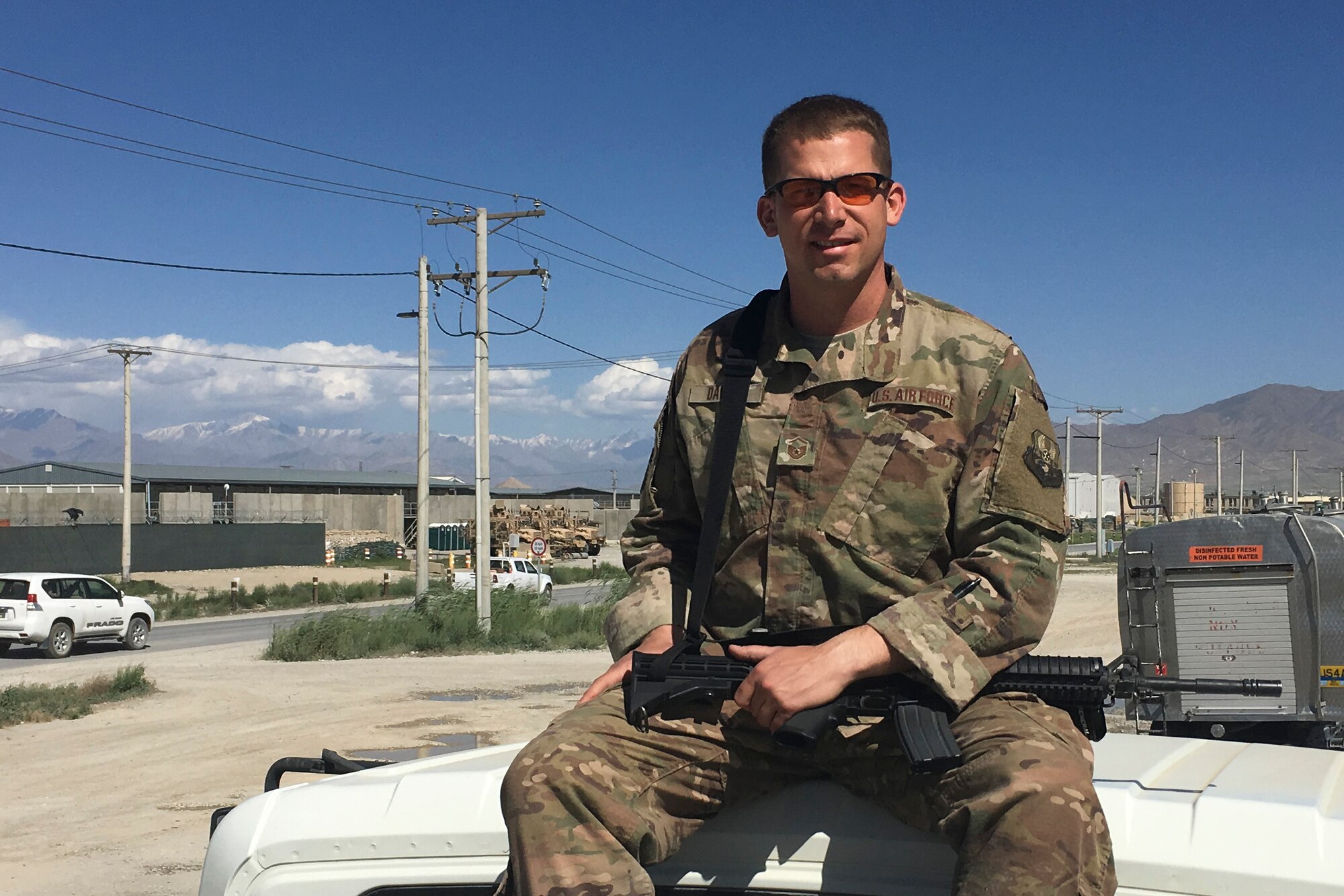 U.S. Air Force Master Sgt. Damian Davies, 633rd Civil Engineer Squadron facilities system superintendent, saved an elderly man from an oncoming train at Nostrand Avenue, Brooklyn, New York, April 1, 2018.