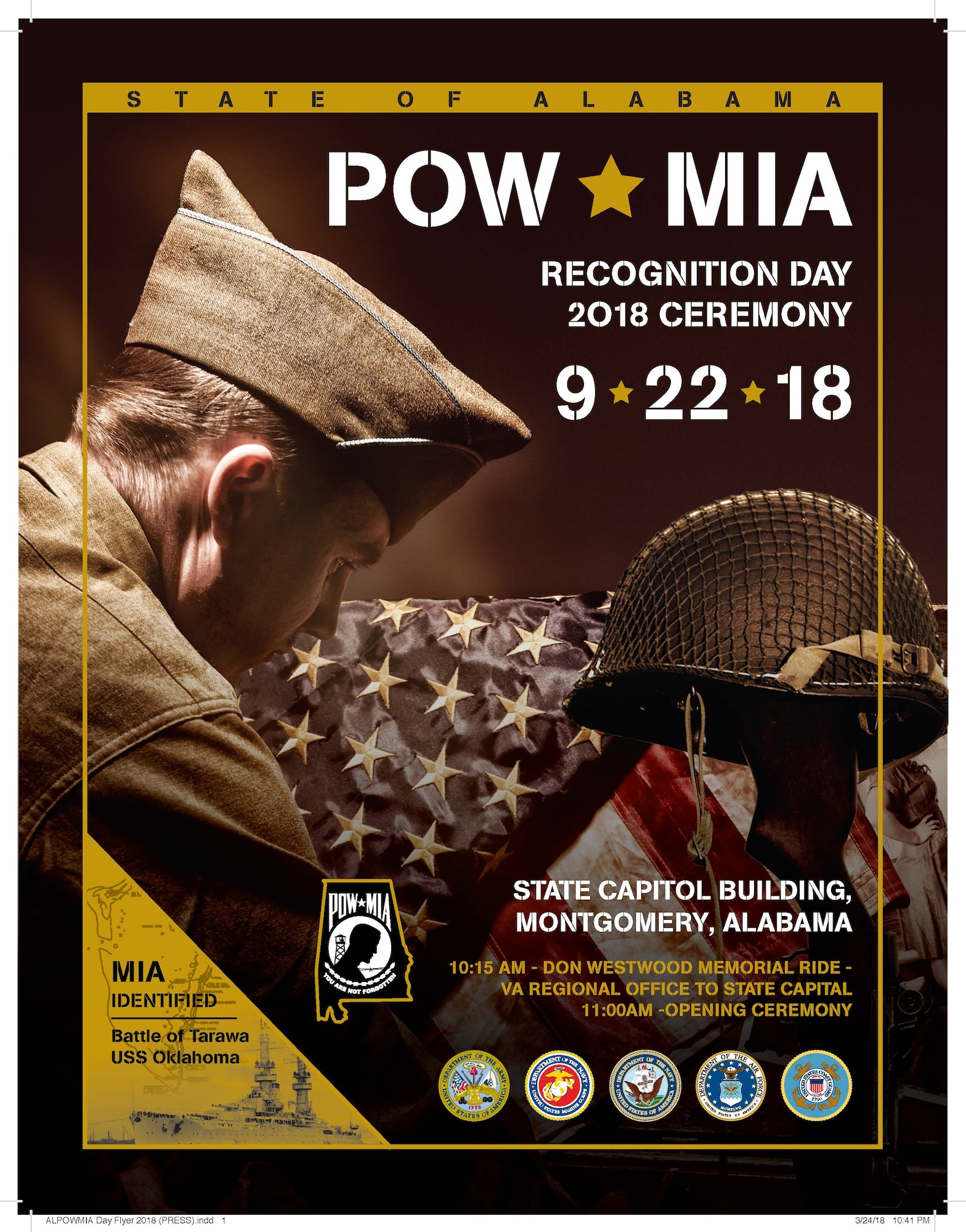 The State of Alabama POW/MIA recognition day will be September 22, 2018 this year. The event will take place at the State Capitol Building in Montgomery, Alabama. (Courtesy Photo)