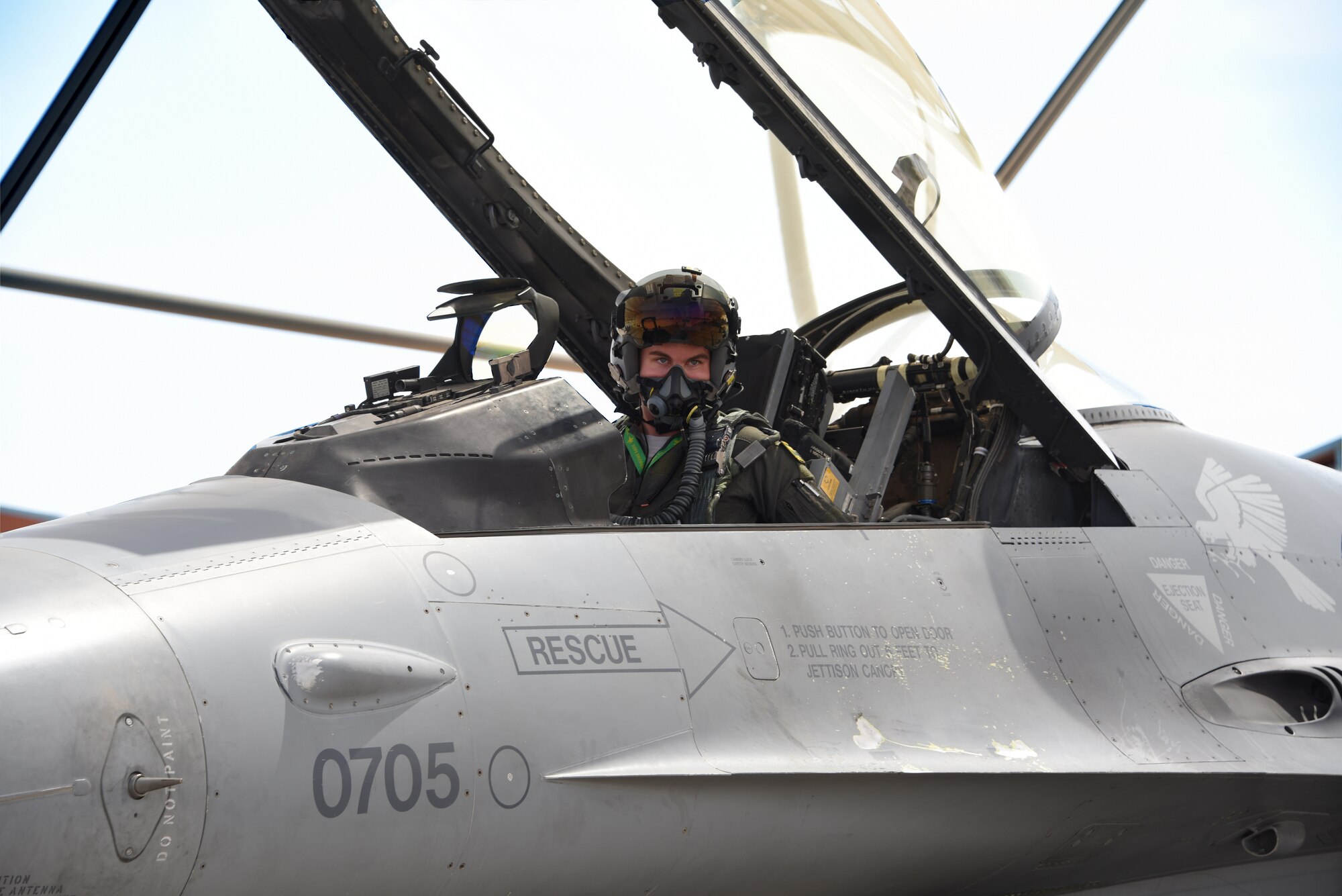 U.S. Air Force 1st Lt. Robert Lowery, a 310th Fighter Squadron F-16 Fighting Falcon student pilot, prepares for takeoff Aug. 8, 2018 at Luke Air Force Base, Ariz.