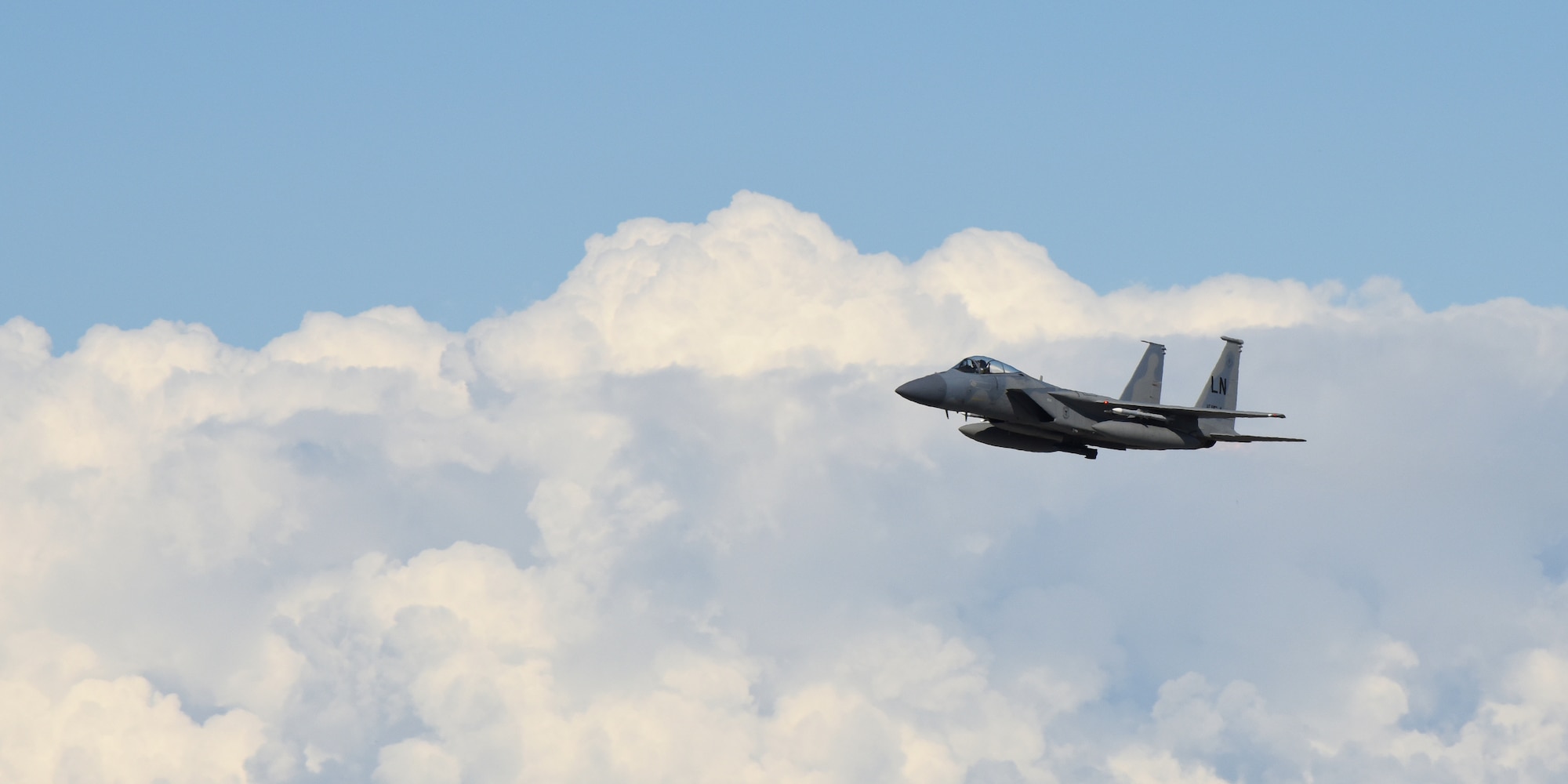 An F-15C Eagle assigned to the 493rd Expeditionary Fighter Squadron takes flight over Keflavik Air Base, Iceland, Aug. 2, 2018, as part of a training mission. While providing critical infrastructure and support, Iceland has looked to its NATO allies to provide airborne surveillance and interception capabilities to meet its peacetime preparedness needs since 2008. (U.S. Air Force photo/Staff Sgt. Alex Fox Echols III)