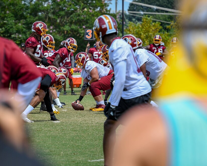 The Washington Redskins practice during their training camp in Richmond, Virginia, August 7, 2018.