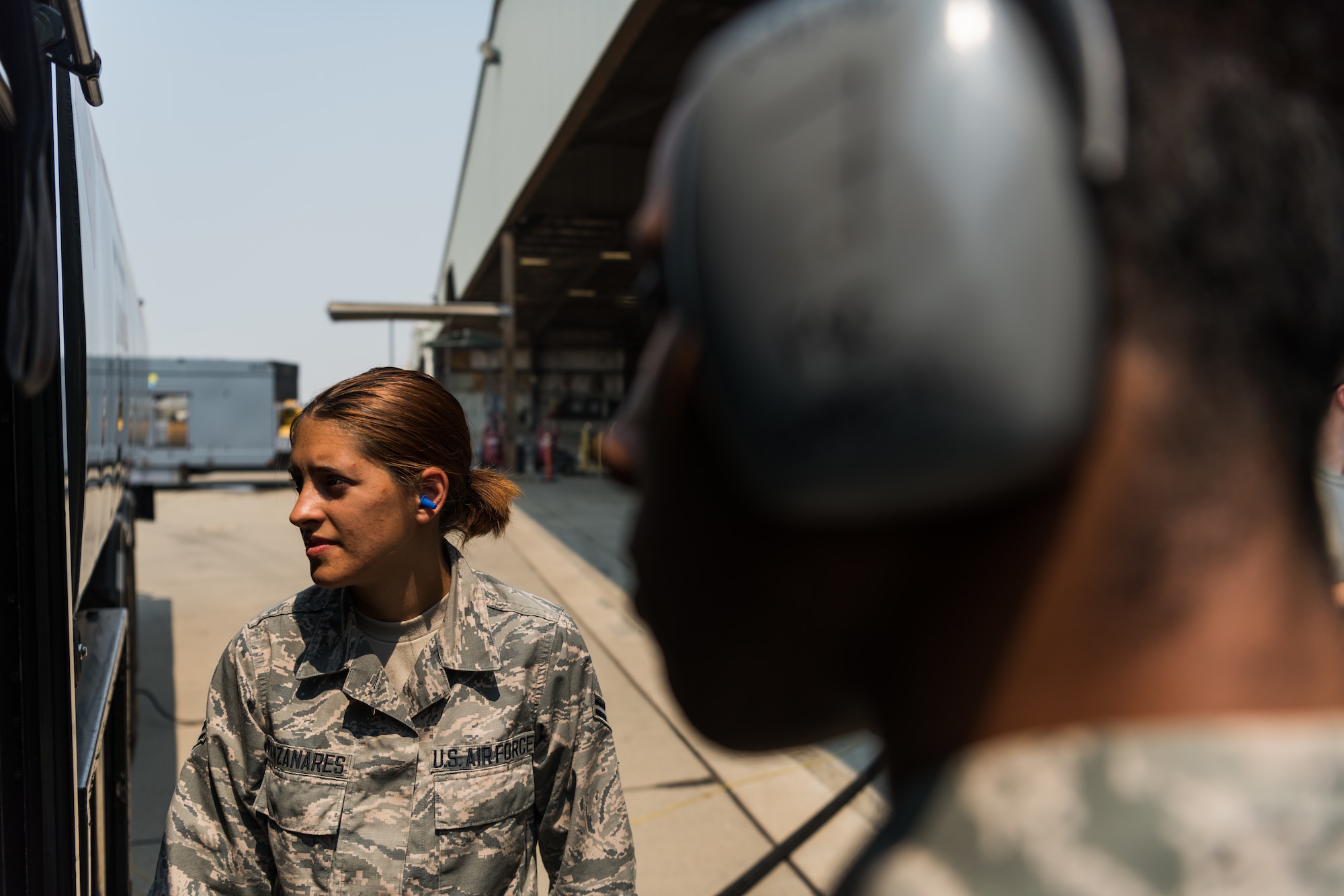 Airman 1st Class Heather Manzanares, 9th Logistics Readiness Squadron petroleum, oil and lubricants operator monitors gauges on the fuel truck at Beale Air Force Base, California, Aug. 9, 2017. The R-11 refueler operated by POL Airmen has a maximum capacity of 6,000 gallons of fuel and can deliver it at a rate of 600 gallons a minute.