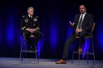 DIA Director Lt. Gen. Robert Ashley, left, and Chief Information Officer Jack Gumtow participate in a question and answer session during the 2018 DoDIIS Worldwide Conference August, 13, 2018, in Omaha, Nebraska.