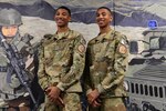 Airman 1st Class Leland, left, and Airman 1st Class Lemuel Spratt, 341st Missile Security Forces Squadron members, pose for a portrait July 19, 2018, at Malmstrom Air Force Base, Mont.