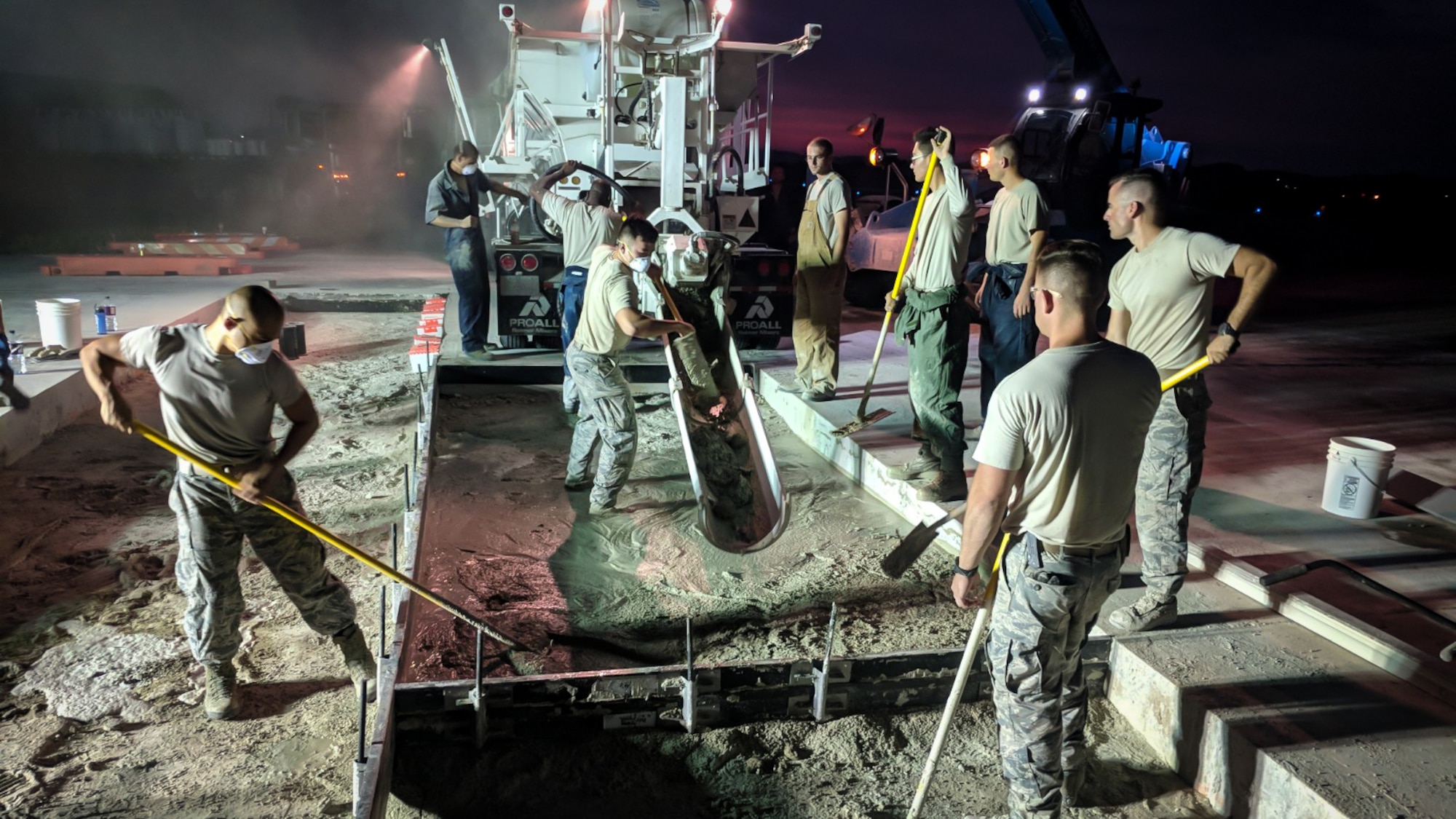 The 51st Civil Engineer Squadron structures flight, the Dirt Boys, replaced 18 feet of taxiway after Operations Support Squadron personnel discovered a rupture in the cement on Osan Air Base, Aug. 4 to 6, 2018.