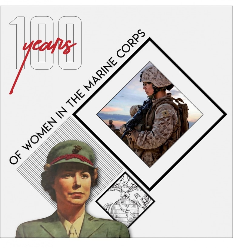 U.S. Marine Corps graphic illustration, depicts a century of solidarity: Celebrating 100 years of women serving in the Marine Corps since Opha May Johnson, the first of more than 300 women who enlisted into the Marine Corps on Aug. 13, 1918.