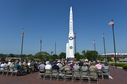 U.S. Navy Rear Adm. John Spencer provides remarks following his promotion to the rank of rear admiral on the missile deck at U.S. Strategic Command (USSTRATCOM) headquarters on Offutt Air Force Base, Neb., Aug. 9, 2018. Spencer is the executive assistant to U.S. Air Force Gen. John Hyten, commander of USSTRATCOM. His next assignment will be the director of Nuclear Support Directorate, Defense Threat Reduction Agency at Ft. Belvoir, Va.  USSTRATCOM has global responsibilities assigned through the Unified Command Plan that include strategic deterrence, nuclear operations, space operations, joint electromagnetic spectrum operations, global strike, missile defense, and analysis and targeting.