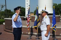 U.S. Air Force Gen. John E. Hyten, commander of U.S. Strategic Command (USSTRATCOM), reaffirms the oath of office to U.S. Navy Rear Adm. John Spencer during his promotion ceremony on the missile deck at USSTRATCOM headquarters on Offutt Air Force Base, Neb., Aug. 9, 2018. Spencer is the executive assistant to Gen. Hyten. His next assignment will be the director of Nuclear Support Directorate, Defense Threat Reduction Agency at Ft. Belvoir, Va.  USSTRATCOM has global responsibilities assigned through the Unified Command Plan that include strategic deterrence, nuclear operations, space operations, joint electromagnetic spectrum operations, global strike, missile defense, and analysis and targeting.