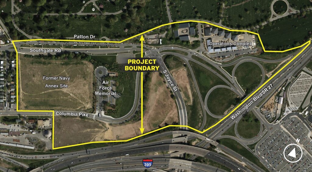 A graphic depicting the boundaries for the Arlington National Cemetery Southern Expansion Project.