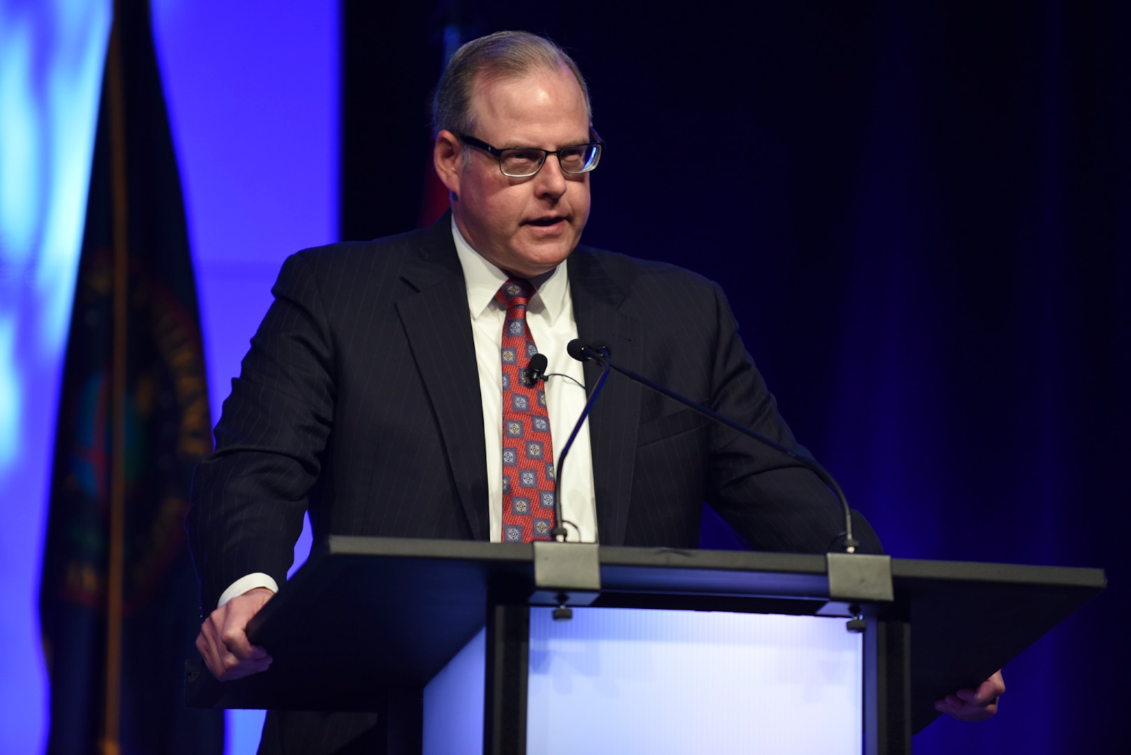 John Sherman, chief information officer of the intelligence community, leads off the second day of the 2018 DoDIIS Worldwide Conference, Aug. 14, 2018, in Omaha, Nebraska.