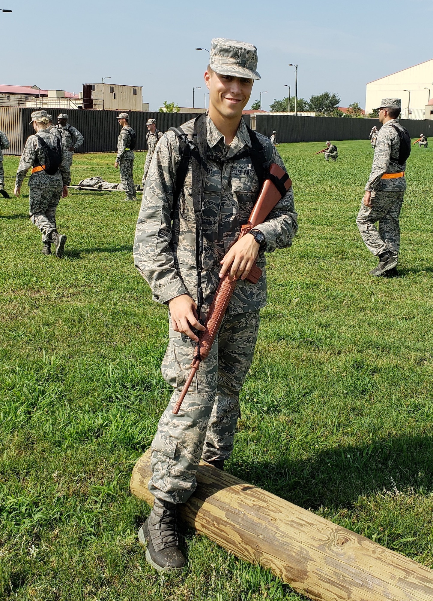 Officer Training School Cadet Jacob Turner, shown taking part in a Home Expeditionary Leadership Exercise at Air University, July 15, 2018, is a recent Clemson University graduate and flight leader for his OTS class. Turner said his experience at OTS has prepared him for leadership roles and created a path to his aspiration of becoming an Air Force pilot. (Courtesy photo)