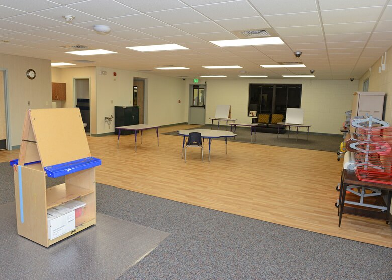 The newly renovated School Age Annex features this refreshed activity room that will be used for arts and crafts. The annex is open to students before and after regular school hours. (U.S. Air Force photo by Kenji Thuloweit)