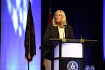 The Honorable Susan Gordon, principal deputy director of national intelligence, addresses attendees Aug. 15, at the 2018 DoDIIS Worldwide Conference in Omaha, Nebraska.