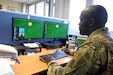 Soldier using computer