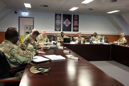 Soldiers in meeting