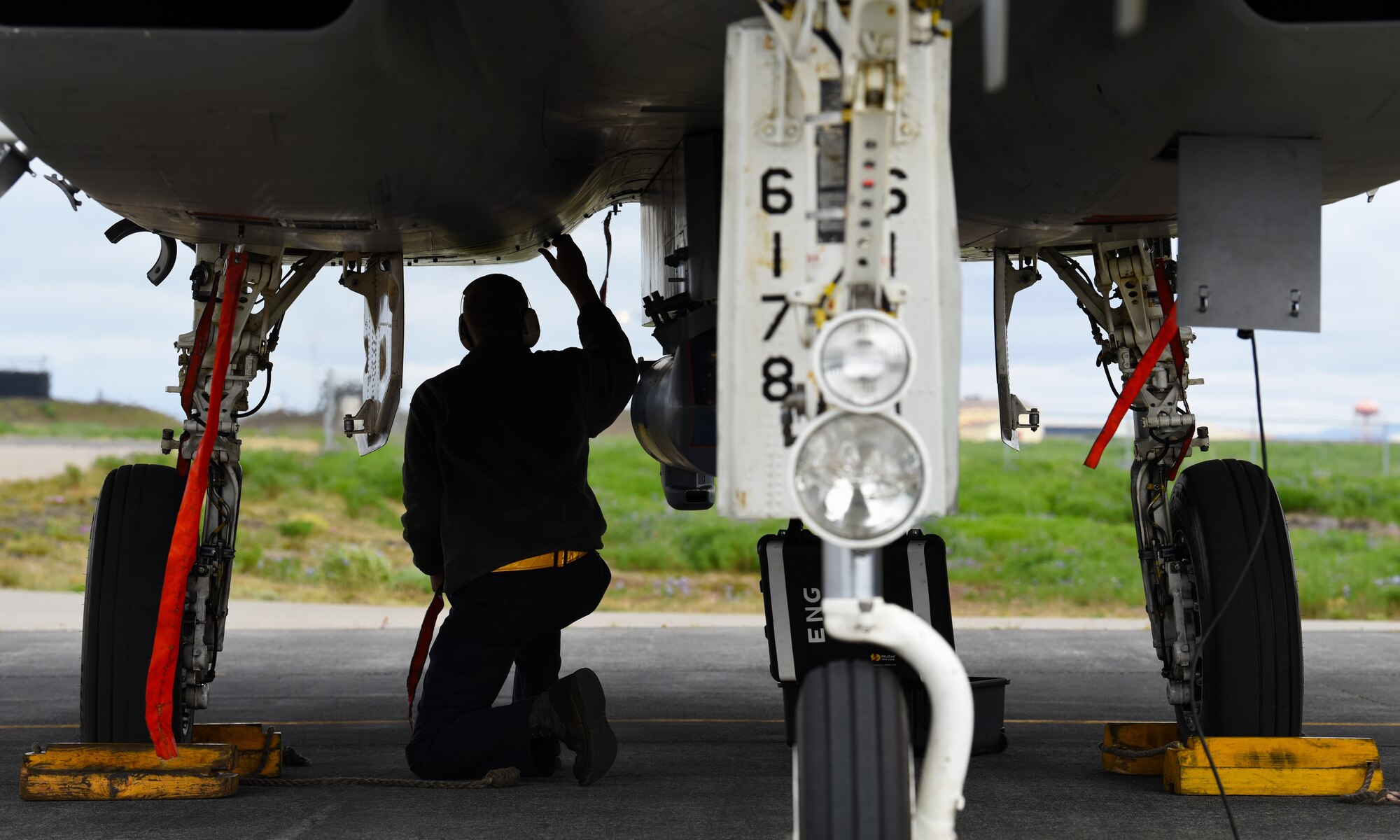An Airman assigned to the 748th Aircraft Maintenance Squadron inspects an F-15C Eagle post flight at Keflavik Air Base, Iceland, Aug. 2, 2018, in support of NATO’s Icelandic Air Surveillance mission. Deployed from Royal Air Force Lakenheath, England, more than 150 maintainers from the 748th AMXS are facilitating the peacetime preparedness needs and bolstering the security and defense of Iceland. (U.S. Air Force photo/Staff Sgt. Alex Fox Echols III) (U.S. Air Force photo/Staff Sgt. Alex Fox Echols III)