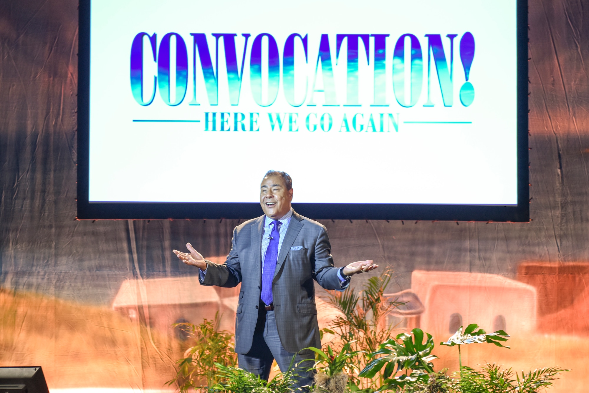 ABC News Correspondent, John Quinones, shares his personal story during the San Angelo Independent School District’s annual convocation at the Foster Communications Coliseum, San Angelo, Texas, Aug. 15, 2018.  Quinones was the keynote speaker and hosts the show, “What would you do?” where hidden cameras record how ordinary people would behave when confronted with various social dilemmas. (U.S. Air Force photo by Aryn Lockhart/Released)