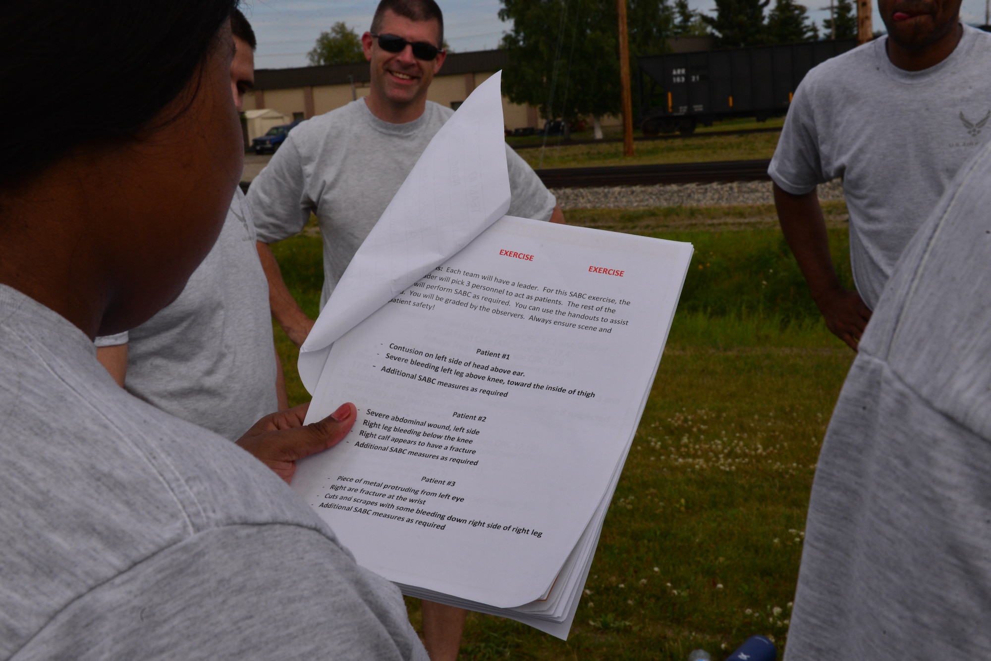 The Icemen of the 354th Medical Group conducted an extensive training exercise encompassing hands-on Self-Aid Buddy Care, litter carries, and patient decontamination, July 25, 2018.