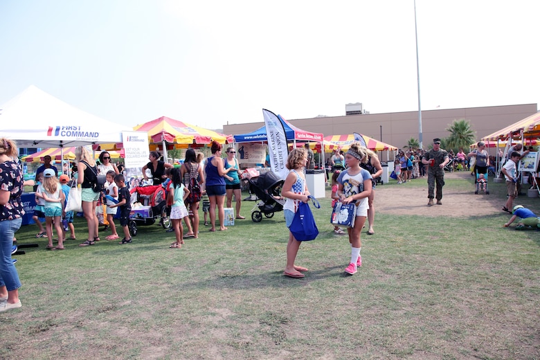 About 1,500 people attended the Back to School Bash hosted by Marine Corps Community Services and the Combat Center School Liaison at Victory Field, Marine Corps Air Ground Combat Center, Twentynine Palms, Calif., Aug. 10, 2018. (Marine Corps photo by Kelly O'Sullivan)