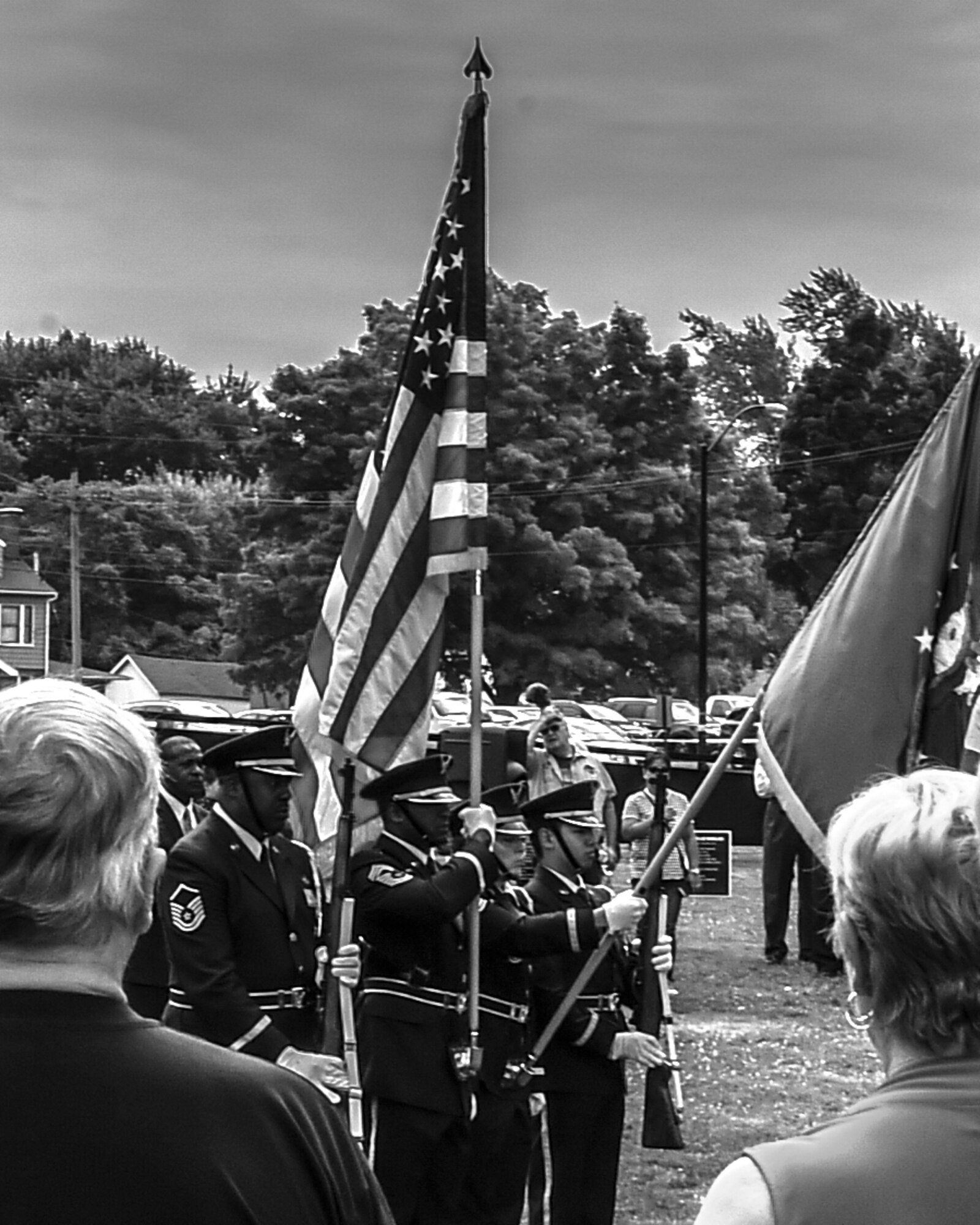 The 910th Airlift Wing supported the Wall that Heals opening ceremony on August 16, 2018, outside Packard Music Hall in Warren, Ohio. Youngstown Air Reserve Station provided a National Anthem singer, members of the base Honor Guard team, and a C-130H Hercules flyover. The Wall that Heals is a mobile Vietnam Veterans Memorial wall on tour across the United States.