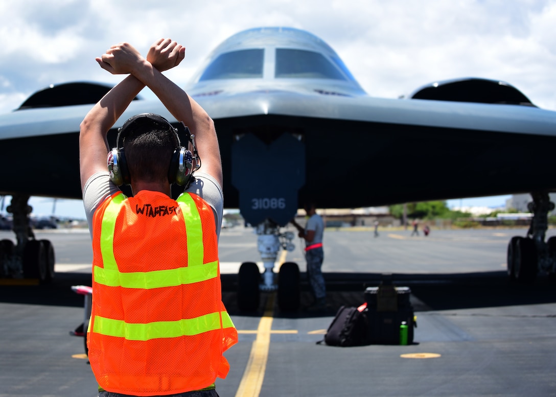 B-2s regularly rotate through the Indo-Pacific to conduct routine air operations, which integrate capabilities with key regional partners and demonstrate U.S. commitment to peace and stability in the region. These operations are in support of the U.S. Strategic Command’s Bomber Task Force deployment. (U.S. Air Force photo by Staff Sgt. Danielle Quilla)