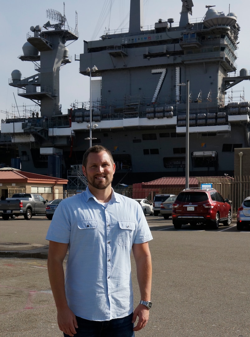Xander Harmon, a nuclear engineer with the Puget Sound Naval Shipyard & Intermediate Maintenance Facility’s San Diego Detachment Nuclear Fluid Systems and Mechanical Engineering Division. Harmon was hired directly out of college and has been with the command since June 2009.
