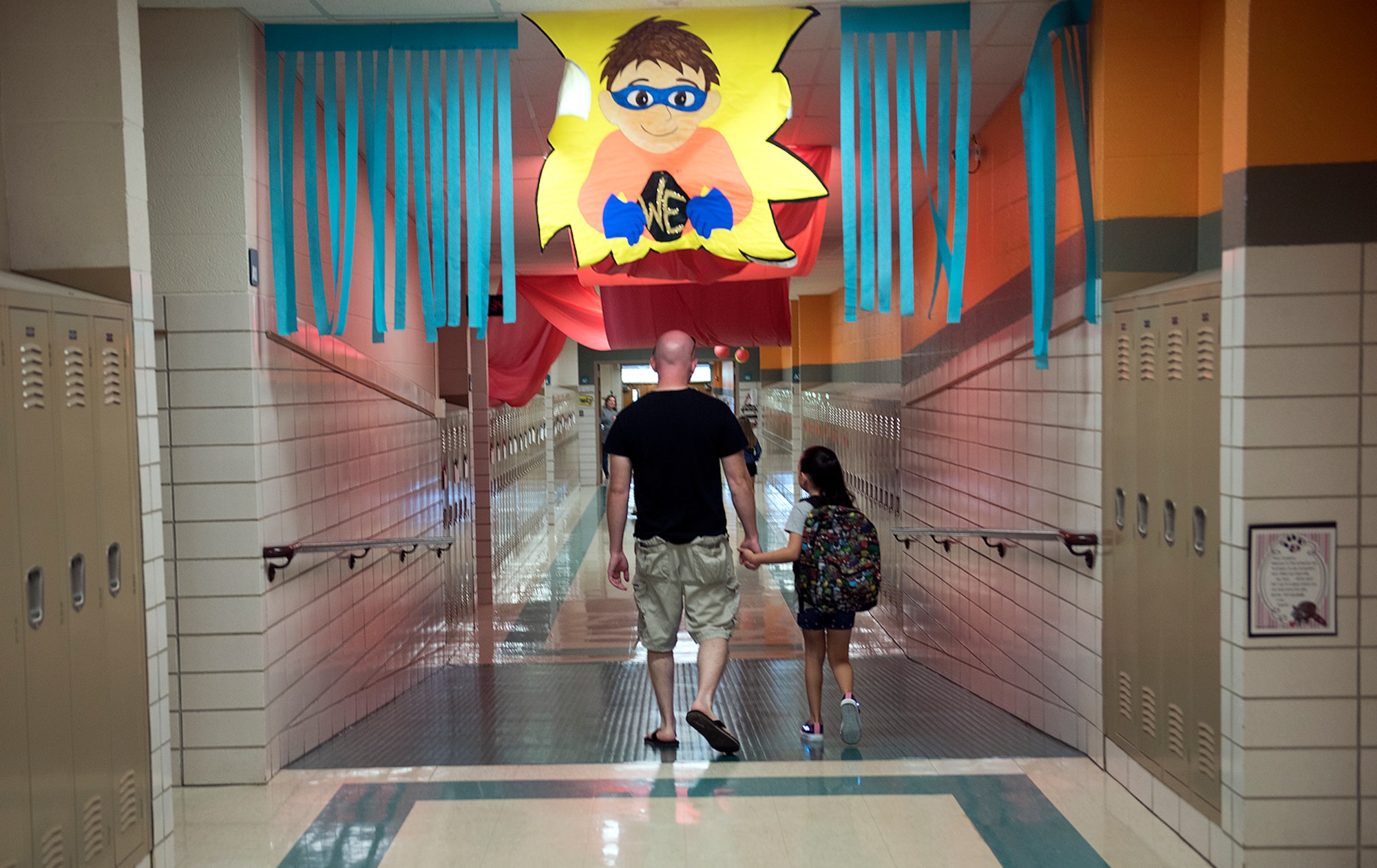 Whiteman Elementary staff and students begin the first day of school.