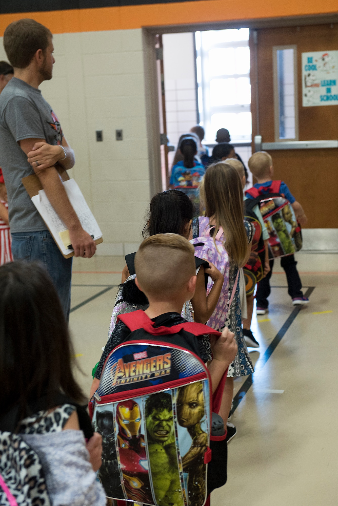 Whiteman Elementary staff and students begin the first day of school.