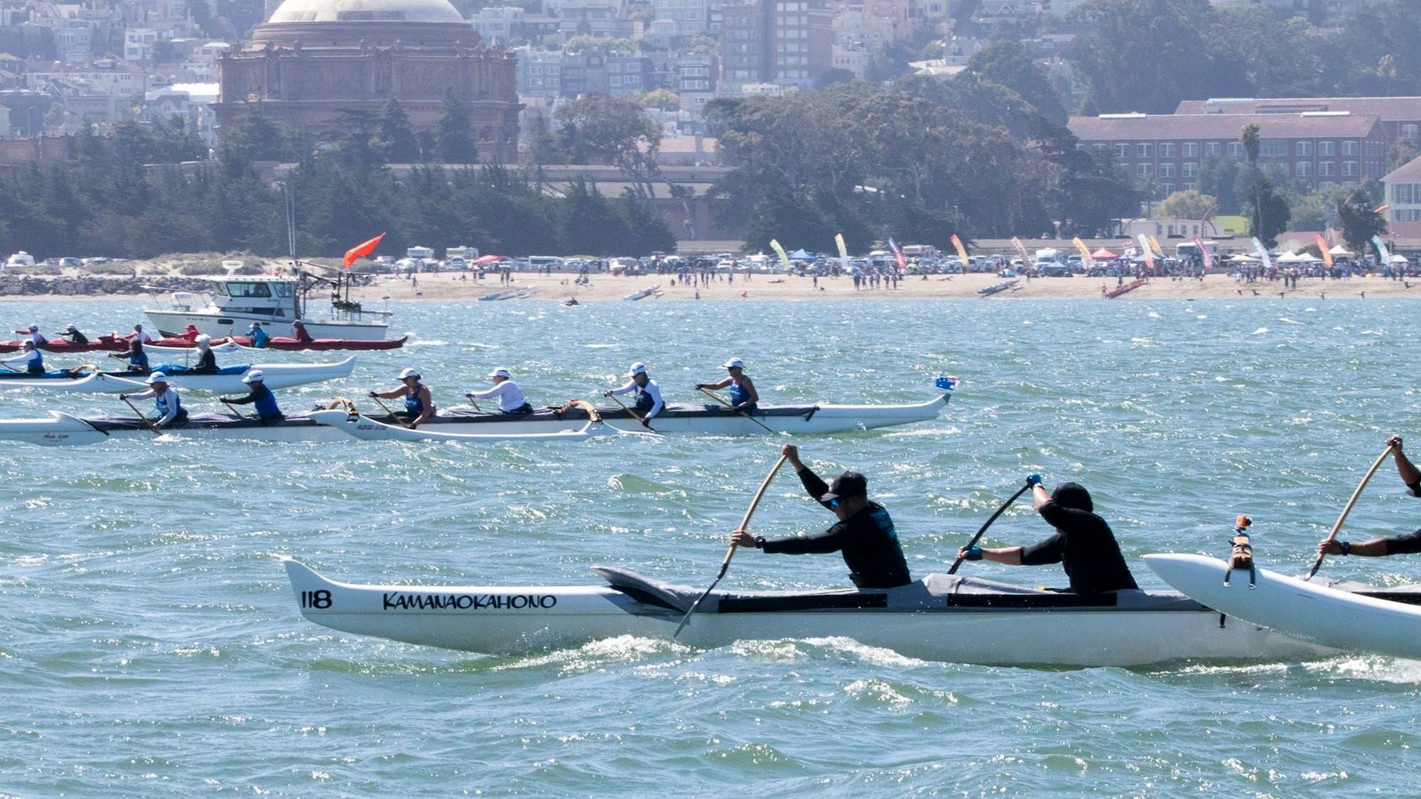 Chief Master Sgt. Patricia Kawa'a, 349th Medical Group, after training and being prepared she was selected to join the canoe race team.